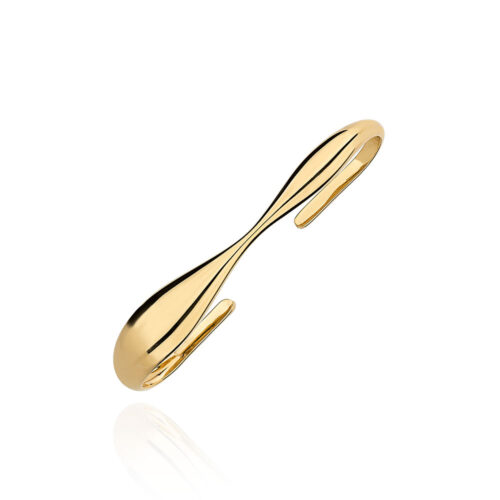 Earcuff Em Prata 925 Polida Com Banho De Ouro 18k